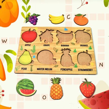 Wooden Fruits Puzzle Learning Educational Board (1 Set 28?20 Cm)