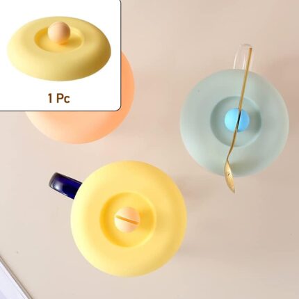 Cup Mug Lid Dust Proof Silicone Rubber Airtight Seal (Cup Spoon Not Included Only Lid/ Pc)