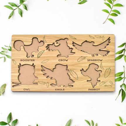 Wooden Bird Puzzle Learning Educational Board (1 Set 28?20 Cm)